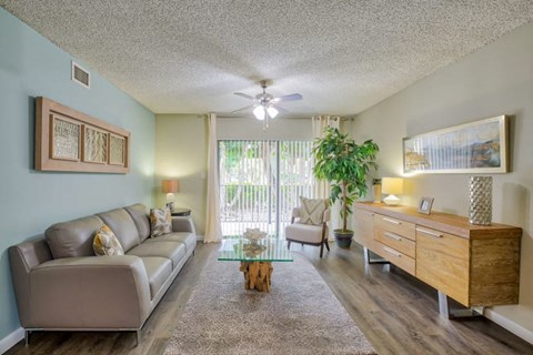 a living room with a couch and a coffee table